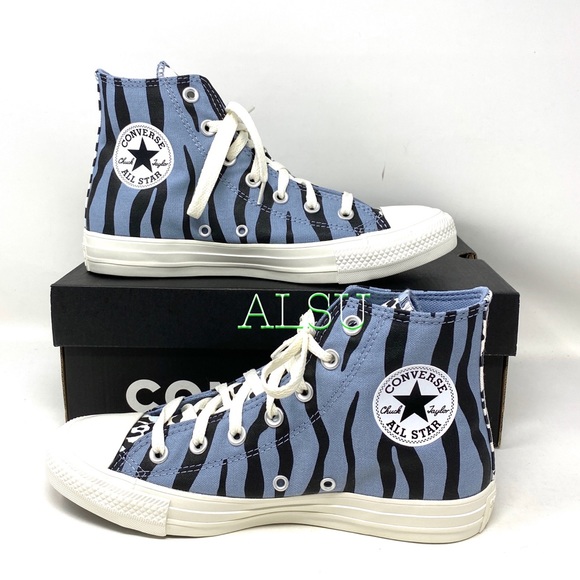 Converse Ctas Canvas High Blue Zebra Men's Size 10.5 Sneakers 167629C - Picture 2 of 8
